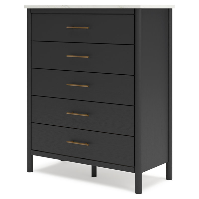 Cadmori Black and White 5-Drawer Transitional Chest