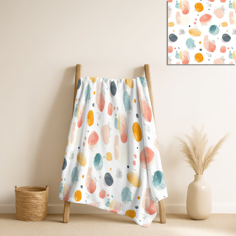 Jeté moelleux pour enfants, jeté en molleton minimaliste, Formes géométriques vertes