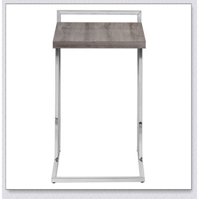 Table d'appoint, en forme de C, bout, côté, collation, stratifié brun, métal chromé, contemporain, moderne