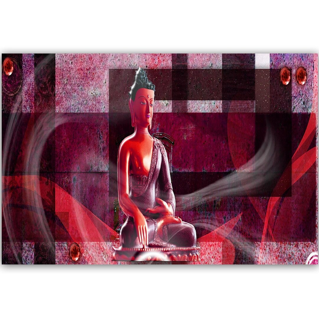 Leinwandbild Buddha vor geometrischem Hintergrund 1