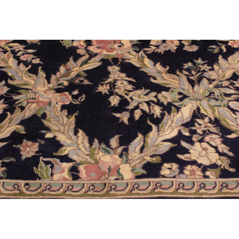 Tapis oriental en laine bleu / gris 9 pi 2 po x 12 pi Aaru