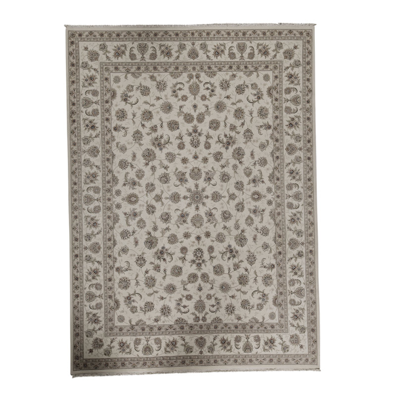 Hand-Knotted High-Quality Ivory Area Rug