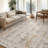 Floral Neutral Yellow / Gray Washable Anti-Slip Indoor Area Rug