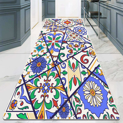 Antibacterial Hall Carpet, 100% Polyester, 39.4 x 78.7 inches | Non-Slip Underside, 0.4 in Pile Height | Washable by Machine, Durable Dot Base | Perfect for High Traffic Areas, Easy to Clean and Maintain