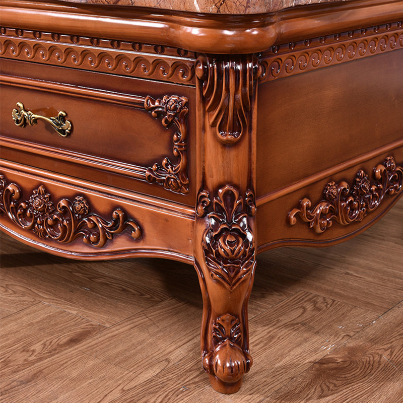 European-style marble solid wood coffee table Marble Top 1 End Table with Storage