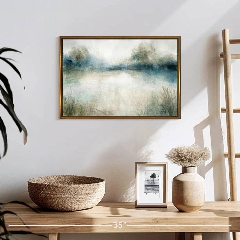 Still Still Waters I, 19 po x 13 po, Cadre flottant doré
