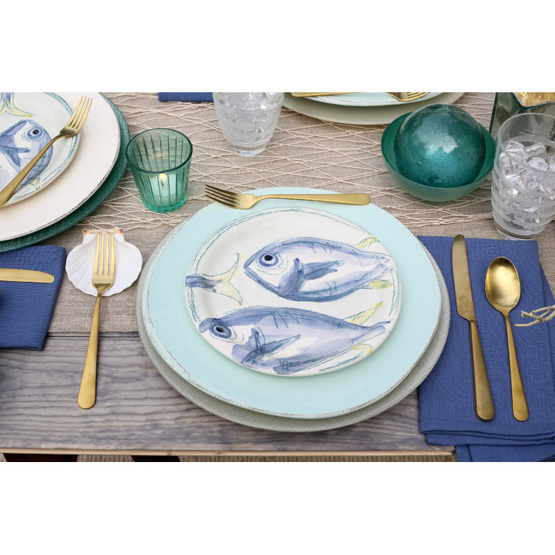 Lastra Handmade Stoneware Dinner Plate, Aqua