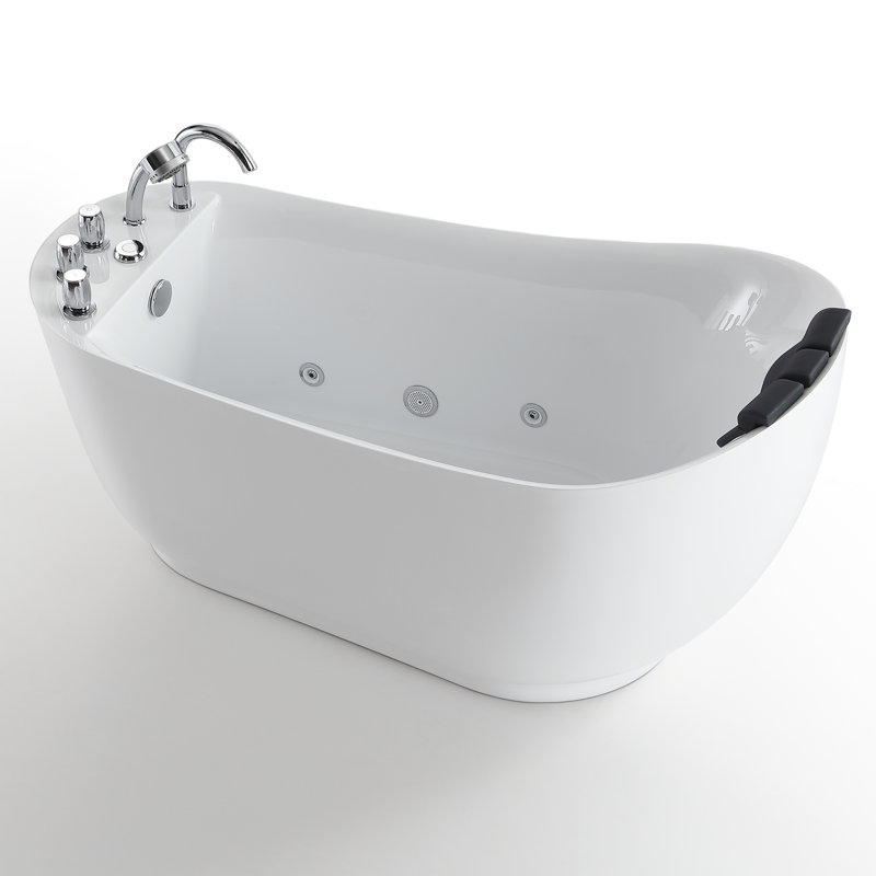 59'' x 29.5'' Whirlpool Plastic / Acrylic Bathtub with Faucet