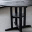 Table de salle à manger ronde noire en bois massif-1128781873
