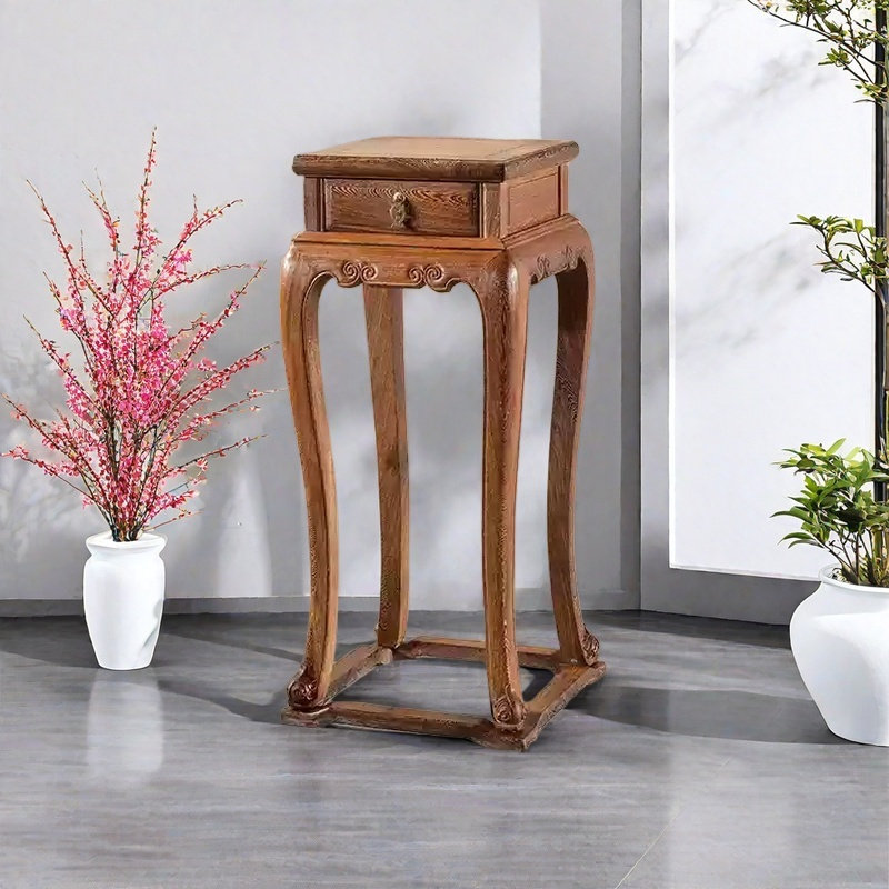 Supports à plantes en bois massif magnifiquement sculptés, H 40,94 po x L 14,17 po x P 14,17 po