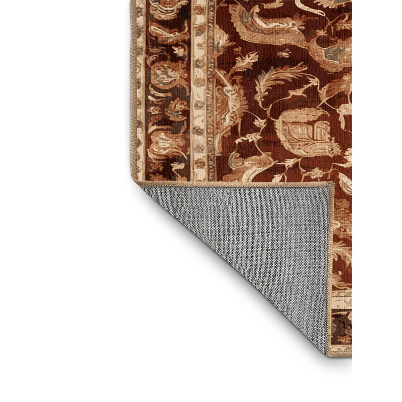 Machine Washable Persian Brown Area Rug, Square 7' x 7'
