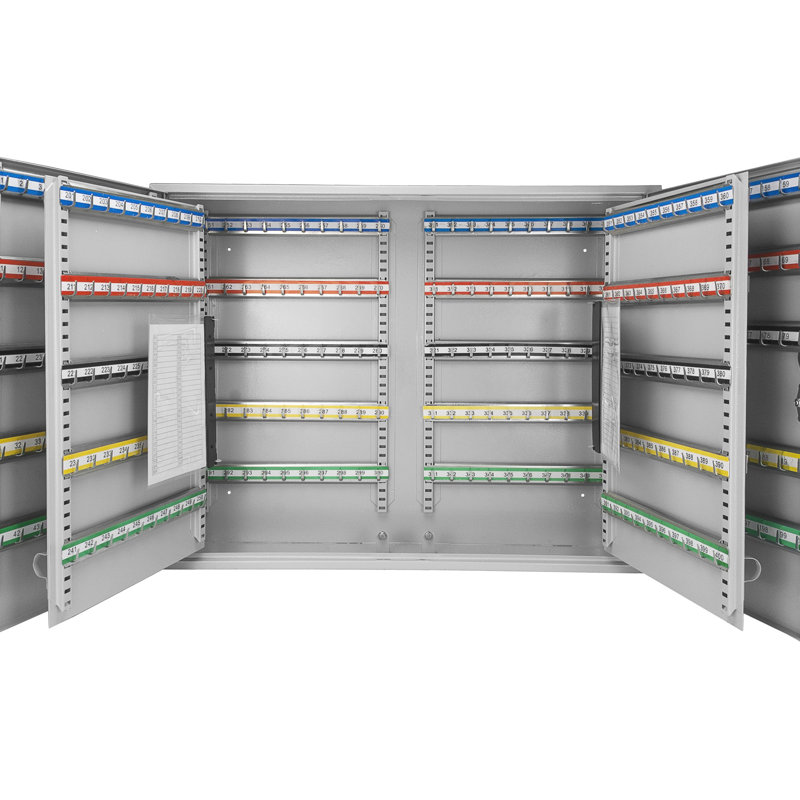 Armoire à clés réglable avec serrure - capacité 400, fixée au mur, acier gris, clés de rangement efficacement étiquetées, fixation 400 et pour une gestion efficace