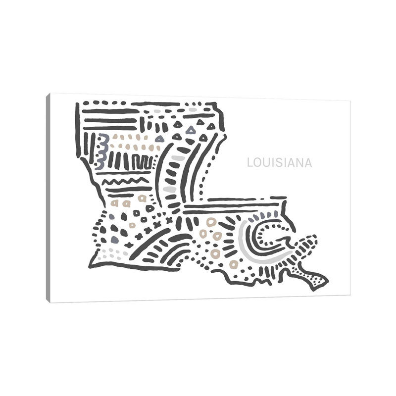 «Louisiana» par déclaration Goods - reproduction de dessin sur toile tendue, H 12 po x l 18 po x 1,5 po