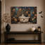 Art mural blanc sur toile avec fantôme blanc et chat noir dans la baignoire-1946795936