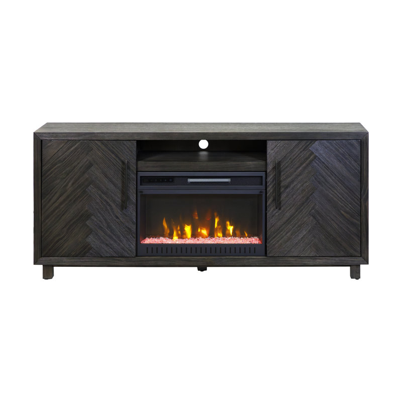 Oloughlin Fireplace Console, Entertainment Storage, TV Stand, Fully Assembled, Gray, 30" H x 67" W x 15" D