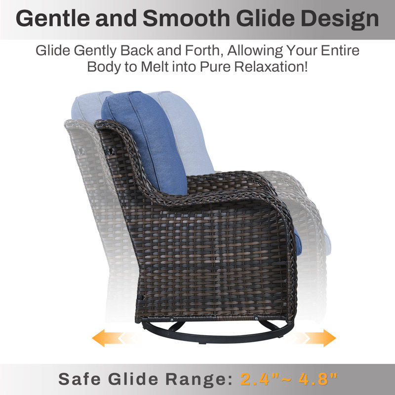 Ensemble de canapé d'extérieur 7 pièces Wendye avec 2 chaises pivotantes, 2 repose-pieds, table de bout et foyer de 55 K BTU