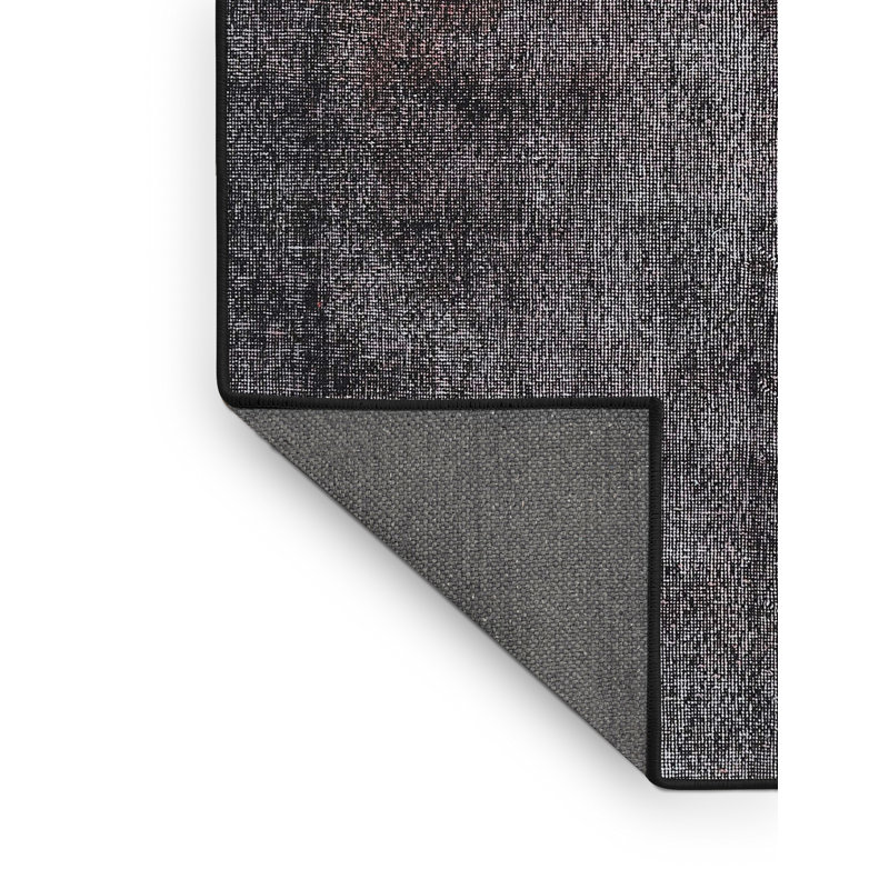 Tapis en laine gris foncé / noir, Rectangle 7 pi x 10 pi