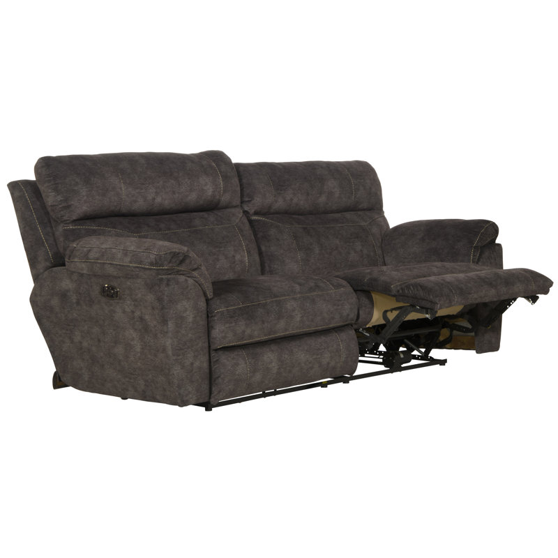 Canapé inclinable électrique à accoudoirs coussinés de 91 po Ameja, Oui, Polyester gris