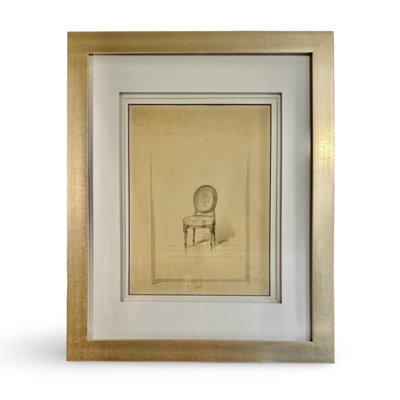The Paris Apartment Collection Antique Sketch No. 316: Louis XV Petite Oval Back Slipper Chair with Maker's Stamp, Paris Atelier Drawing