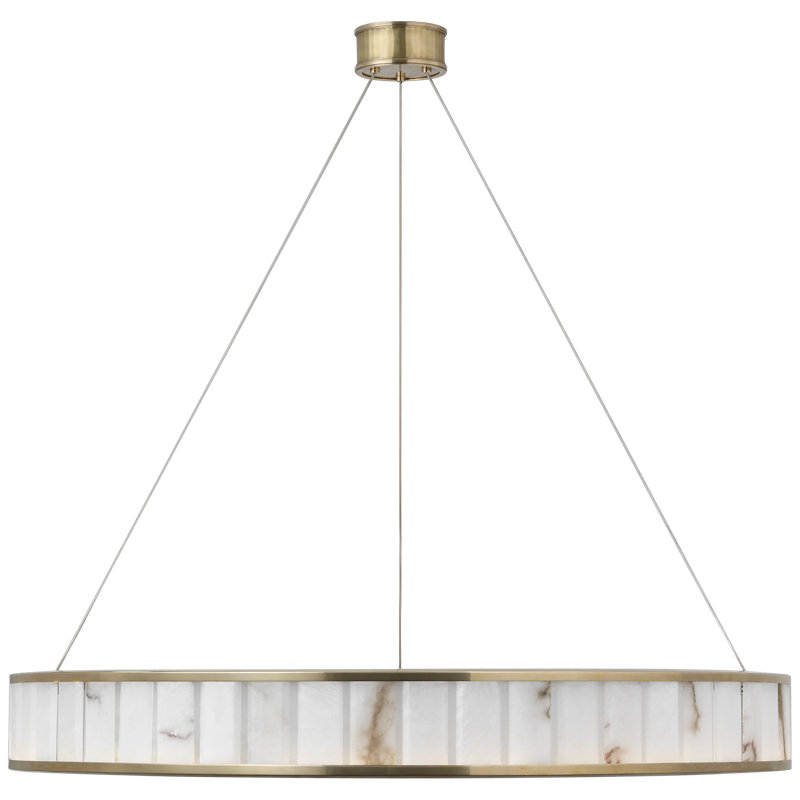 Chapman & Myers Iterna 40" Ring Chandelier with Alabaster, Antique-Burnished Brass
