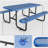 72" Expanded Metal Rectangular Picnic Table, Blue With Umbrella Hole