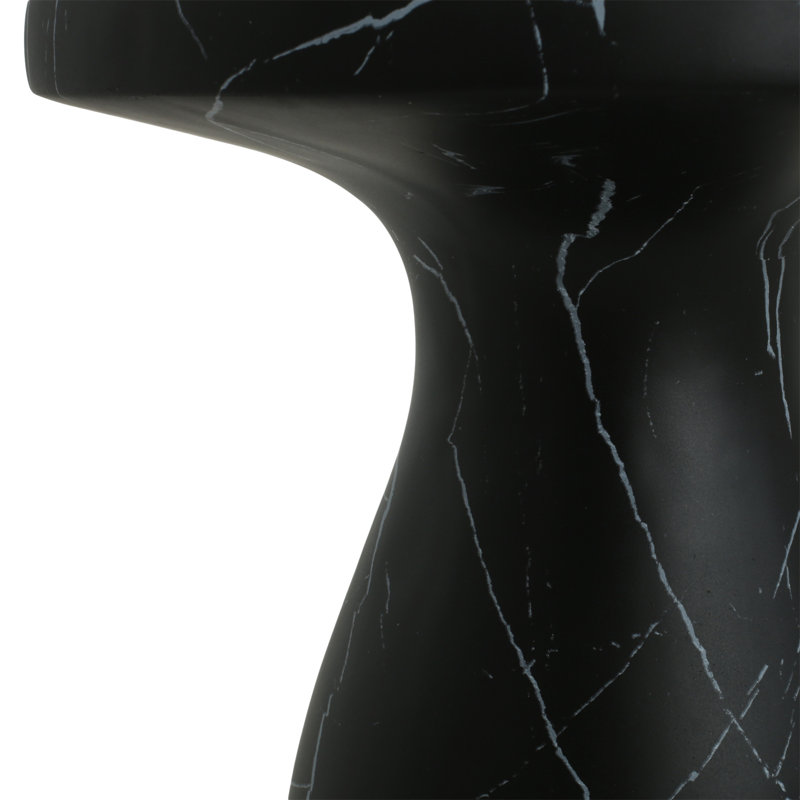 Table d'appoint d'extérieur en travertin MGO, table de bout en béton léger, effet marbre noir, Noir