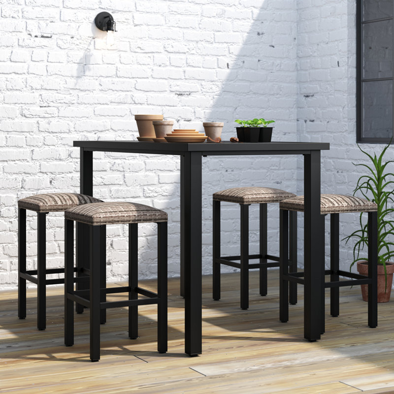 Alyne 4 - Person Stainless Steel Patio Dining Set Rectangular Table