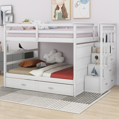 Ilicia Kids Full Over Full Bunk Bed with Trundle with Drawers by Harriet Bee
