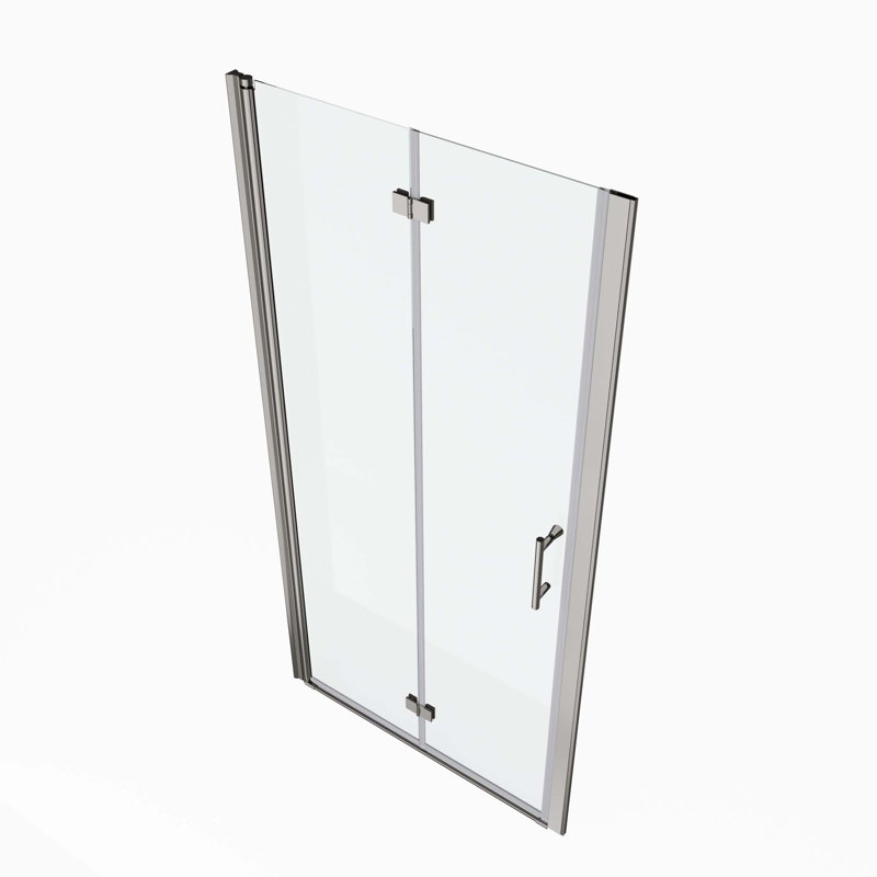 Porte de douche universelle pivotante, ouverte à l'extérieur, avec verre trempé de 1/4 po, Chrome chrome