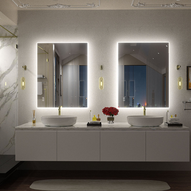 Wayfair Basics® UL Certified LED Anti-Fog Tempered Glass Bathroom/Vanity Mirror, 36" x 28"