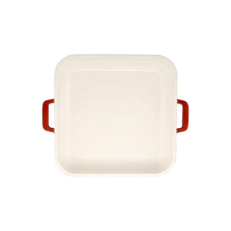 GET Heiss 5 Qt. White Enamel Coated Cast Aluminum Rectangular