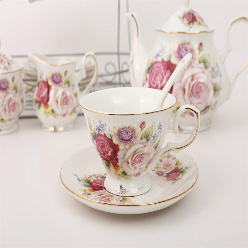 DNGJU 32oz. Floral Teapot Set