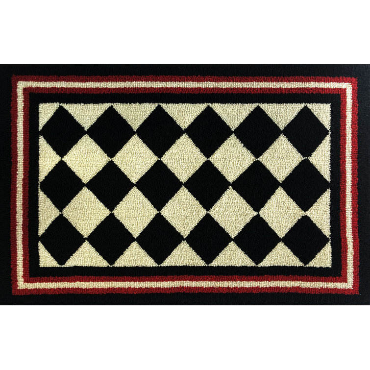 Ebern Designs Izora Hand Hooked Geometric Rug | Wayfair