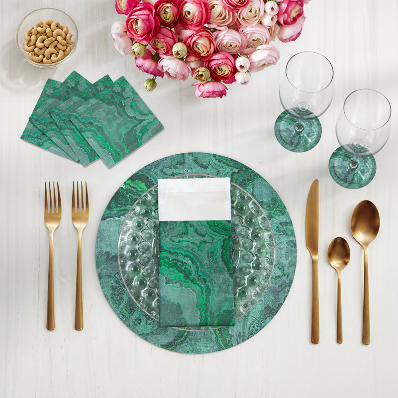 Agate Sodlaite Pebble 16" Vinyl Placemat, Malachite