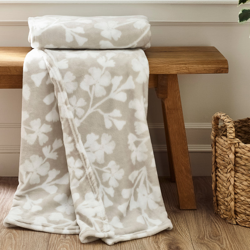 Brooke Floral Cosy Fleece Blanket Throw, Teal