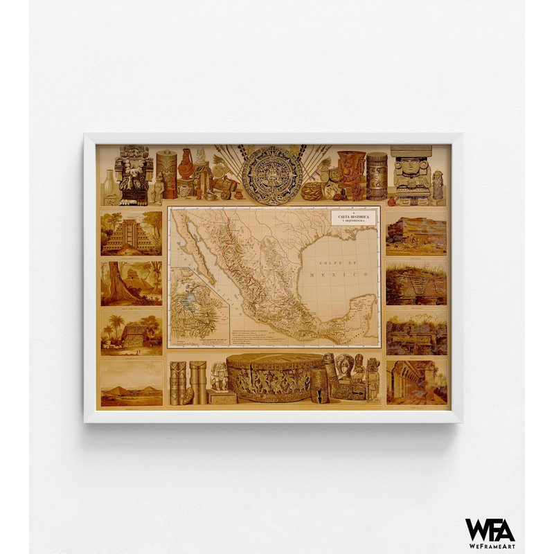 Archaeological Map Of Mexico, Archaeologist Gift Idea, Mexican House Poster, Spanish Class Wall Decor, Old Map Of Mexico Poster