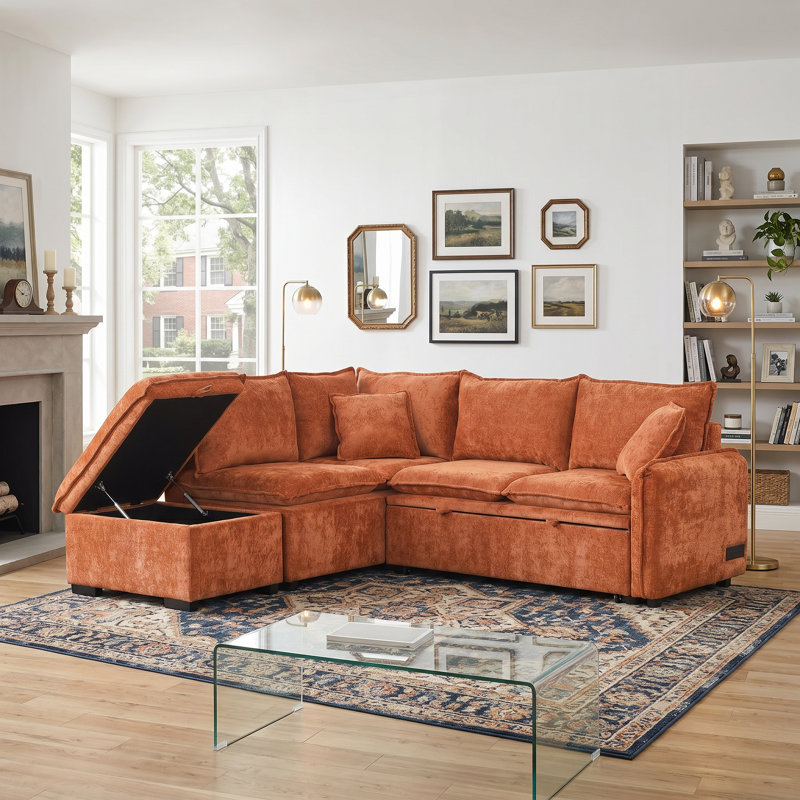 Canapé-lit modulaire convertible 82,67 po Chenille
