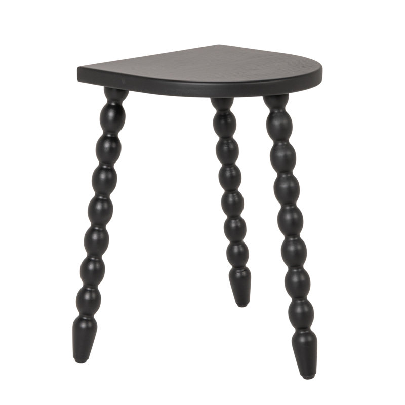 Table d'appoint demi-ronde en bois, Black/Black