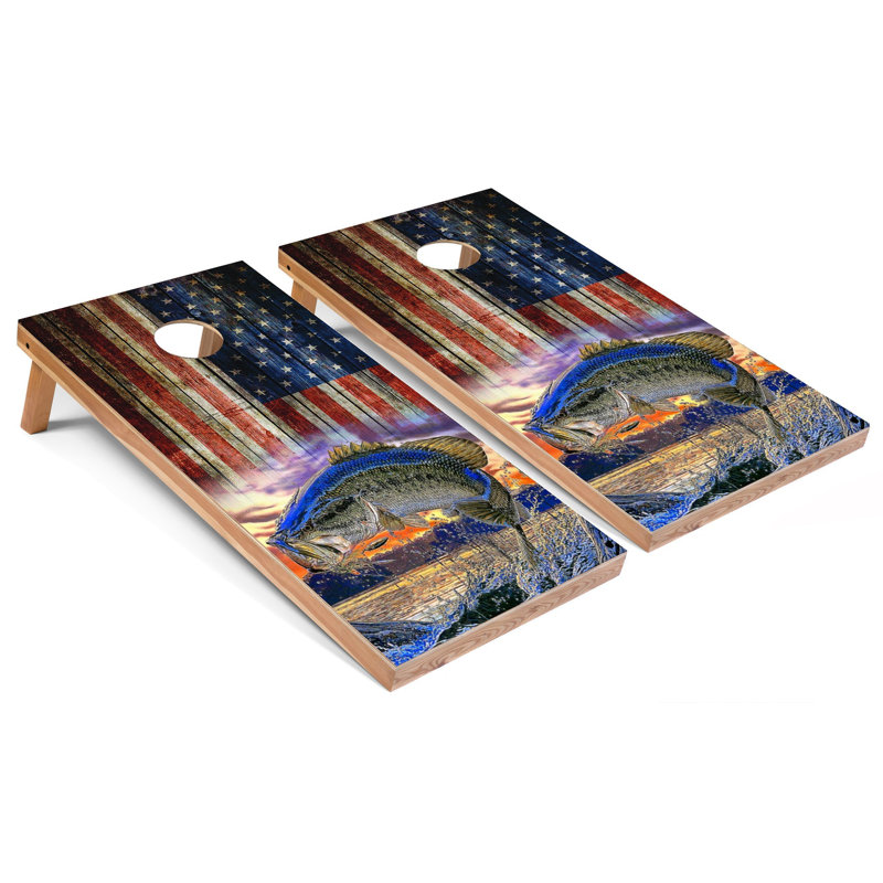 Planches de cornhole 2 'x 4' avec lumières DEL, Drapeau américain