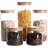Stackable Kitchen Canisters Set, Pack Of 5 Clear Glass Food Storage Jars Containers With Airtight Bamboo Lid For Candy, Cookie, Rice, Sugar, Flour, Pasta, Nuts