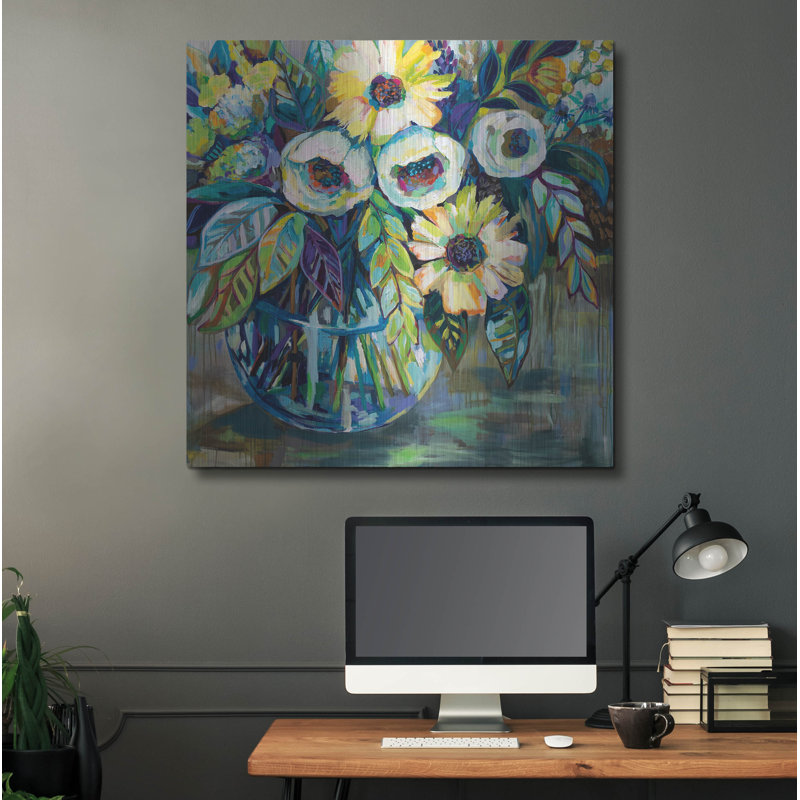 Art mural en métal «Blue Light» par Jeanette Vertentes, H 36 po x l 36 po