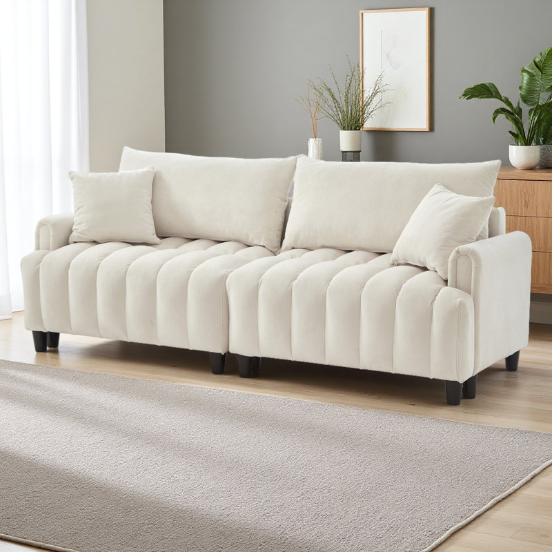 Canapé-lit futon de 83 po, canapé-lit confortable en polyester avec 2 coussins carrés, canapé-lit convertible avec dossier réglable