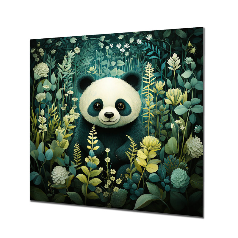 Adorable enfant panda mignon, art mural en métal animal panda, H 29 po x l 29 po