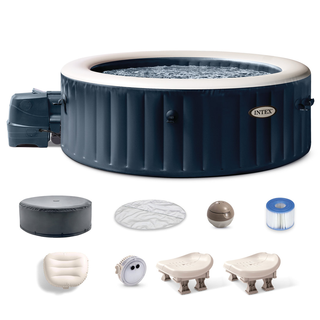 Intex Purespa Plus Inflatable Bubble Jet Hot Tub and Slip Resistant Seat (2 Pack) Intex