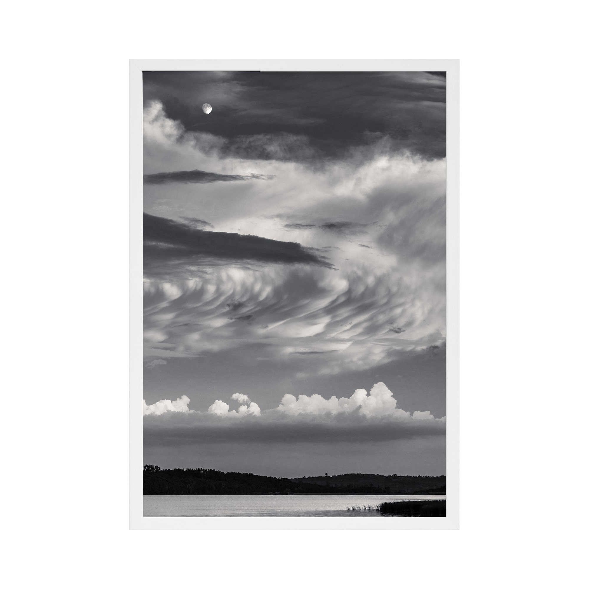 Island Lake Moon by Peter Dušek, White, 50" H x 35" W x 1.25" D