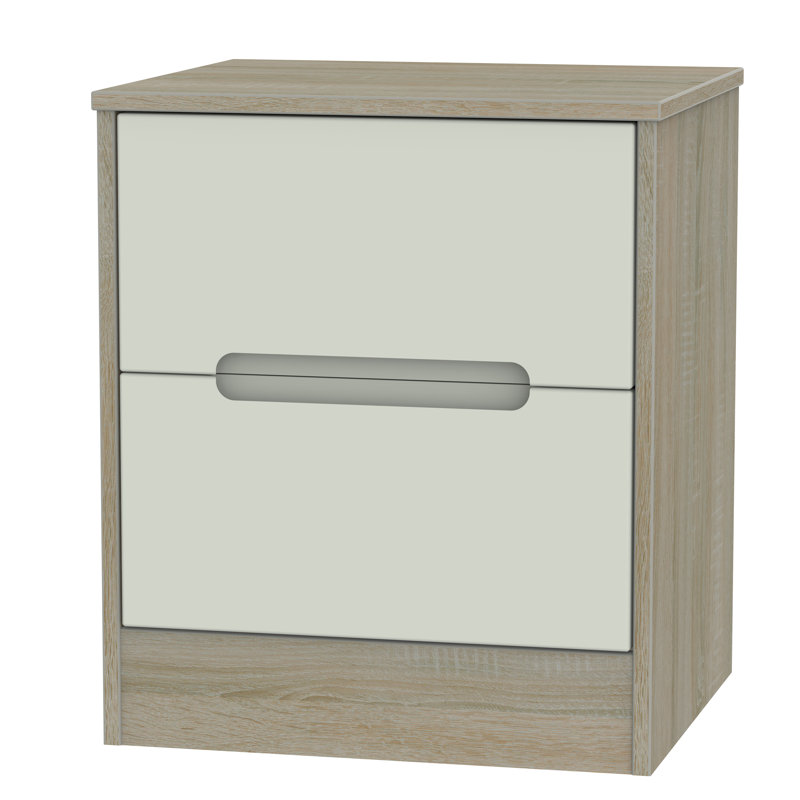 Fully Assembled Vernon 2 Drawer Bedside Table, Kashmir Matt/Darkolino Oak