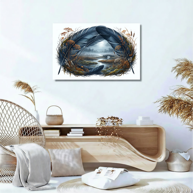 Ensemble de 1 tableau sur toile représentant un paysage de plumes, 18"H x 24"W, Wrapped Canvas