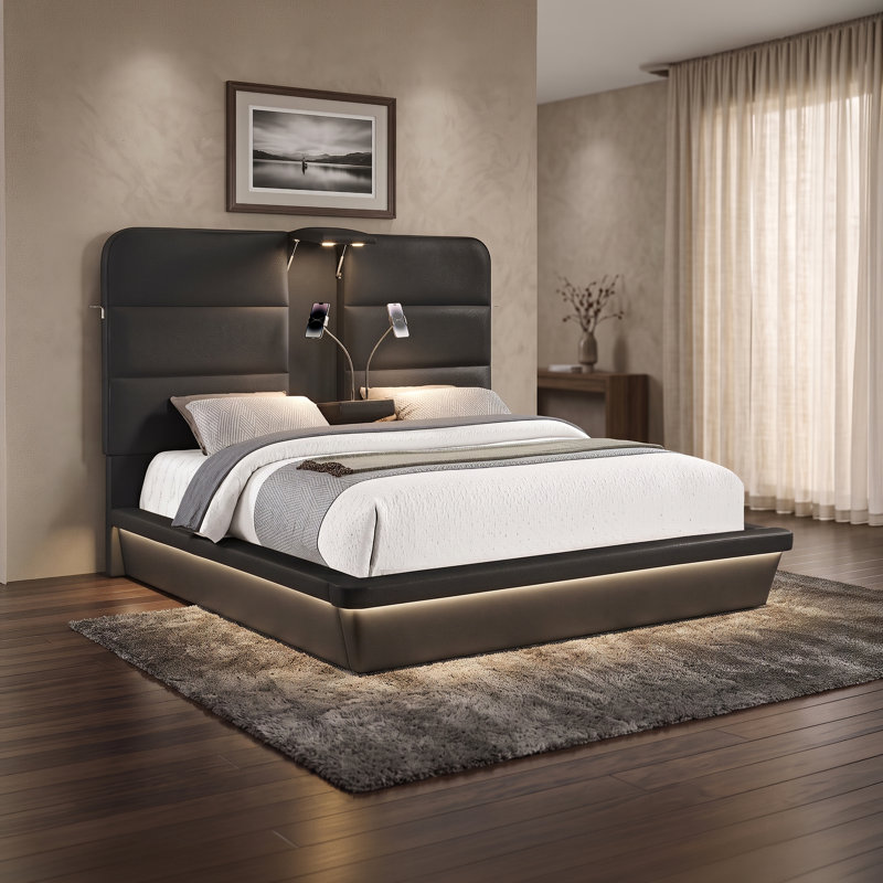 Grand lit à DEL avec détecteur de mouvement Lumera Smart noir, Queen, Black