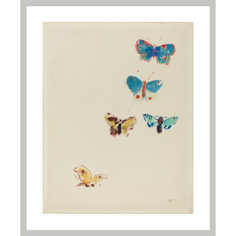 Cinq papillons par Odilon Redon, 40.47" H x 33.5" W