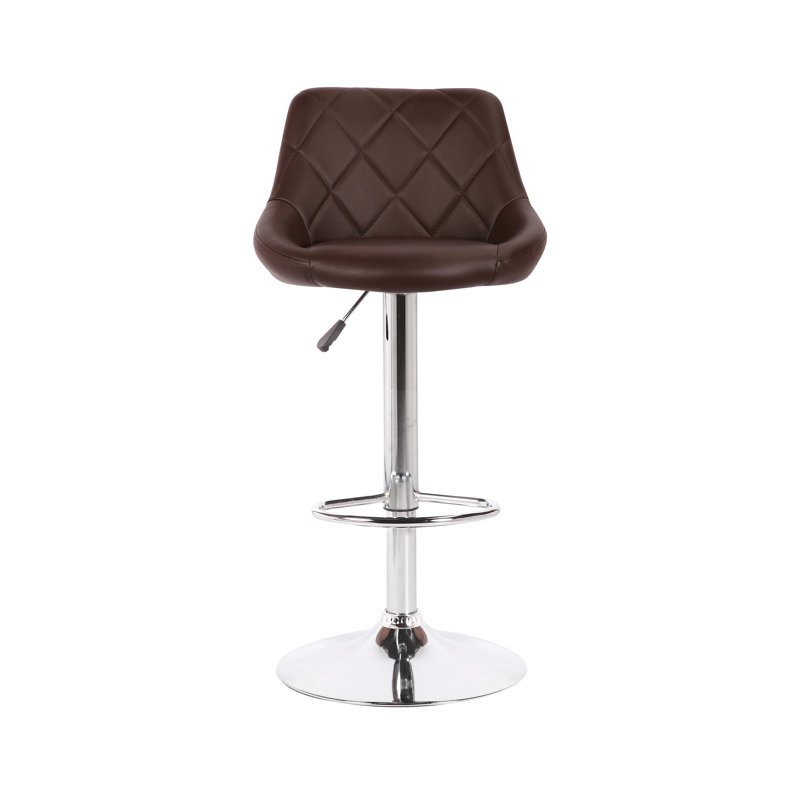 Swivel Upholstered Adjustable Height Counter Stool with Metal Frame, Brown